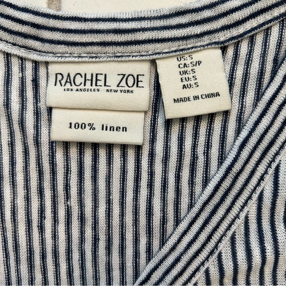 Rachel Zoe Women's Linen Blue & White Striped Sleeveless Top (Size Small) - Picture 5 of 5